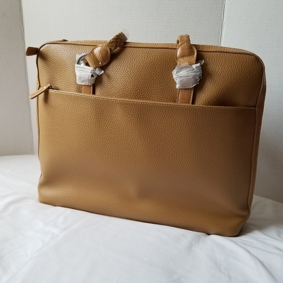 Coldwater Creek Tan Faux Leather Briefcase NWOT - Picture 3 of 8